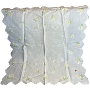 German Made White Floral Embroidery Doily Cloth 33" X 33" NWOT